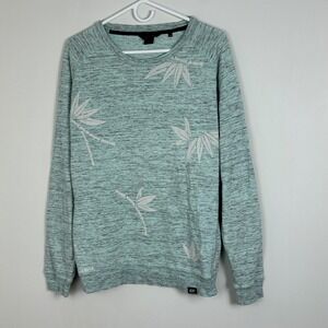 Diesel Palm Tree Sweater Teal Blue Mens Size‎ Large FiftyFiveDSL 55DSL Knit Crew